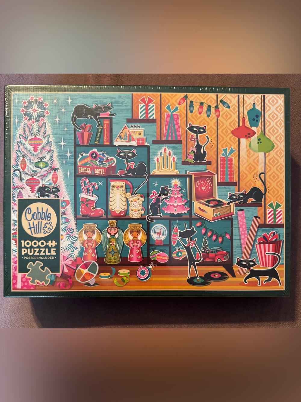 Cobble Hill Christmas Cats 1000 Piece Puzzle New!